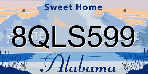 8QLS599 Alabama License Plate