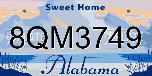 8QM3749 Alabama License Plate