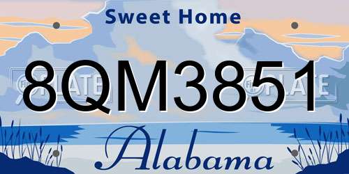 8QM3851 Alabama License Plate