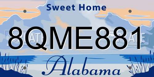 8QME881 Alabama License Plate