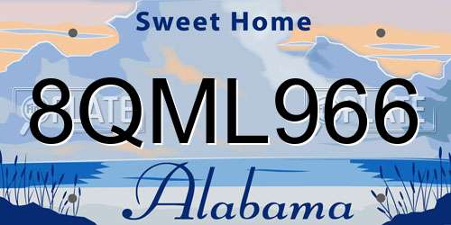 8QML966 Alabama License Plate
