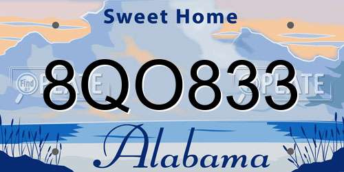 8QO833 Alabama License Plate