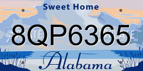 8QP6365 Alabama License Plate