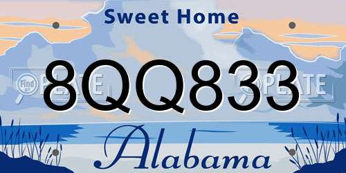 8QQ833 Alabama License Plate