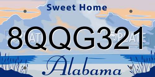 8QQG321 Alabama License Plate