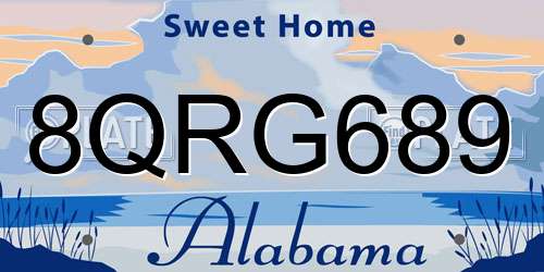 8QRG689 Alabama License Plate