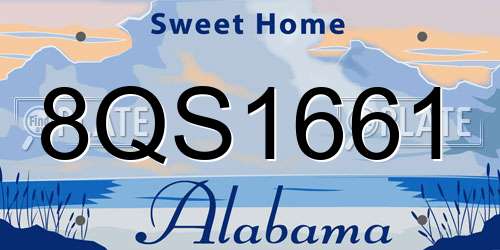 8QS1661 Alabama License Plate