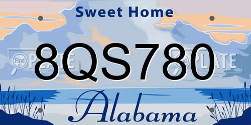 8QS780 Alabama License Plate