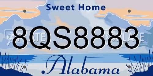 8QS8883 Alabama License Plate