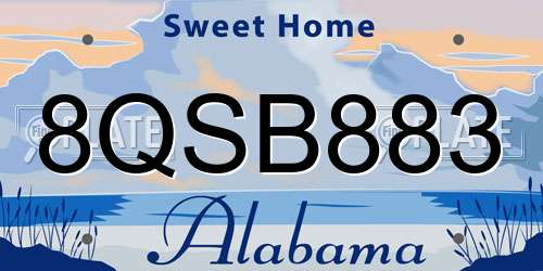 8QSB883 Alabama License Plate