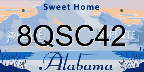 8QSC42 Alabama License Plate