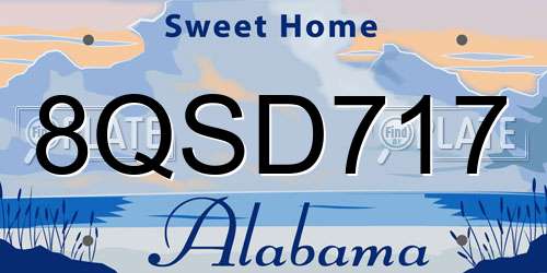 8QSD717 Alabama License Plate