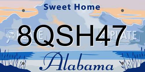 8QSH47 Alabama License Plate