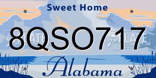 8QSO717 Alabama License Plate
