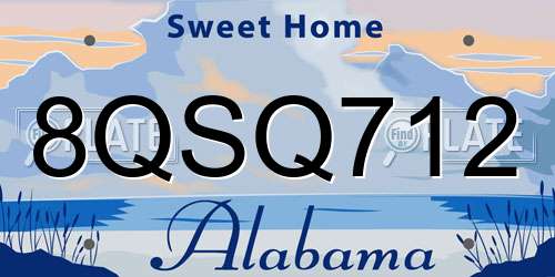 8QSQ712 Alabama License Plate