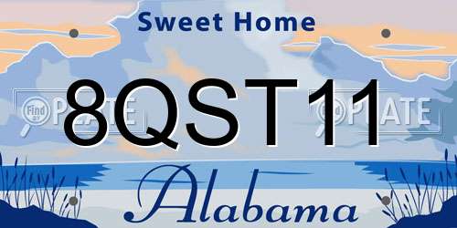 8QST11 Alabama License Plate