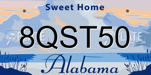 8QST50 Alabama License Plate