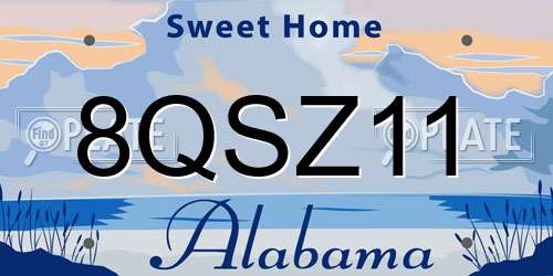 8QSZ11 Alabama License Plate