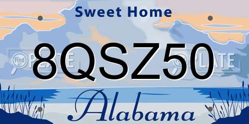 8QSZ50 Alabama License Plate