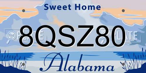 8QSZ80 Alabama License Plate