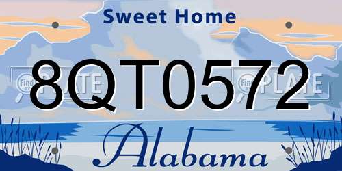 8QT0572 Alabama License Plate