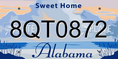 8QT0872 Alabama License Plate