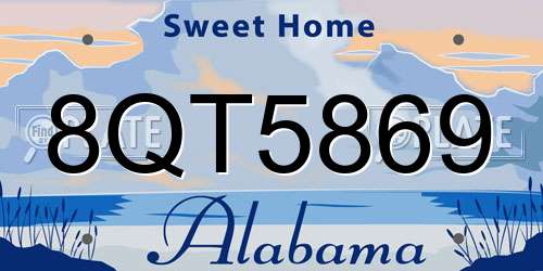 8QT5869 Alabama License Plate