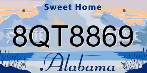 8QT8869 Alabama License Plate
