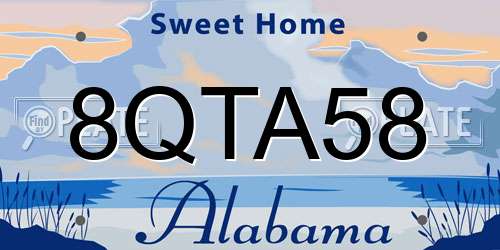 8QTA58 Alabama License Plate