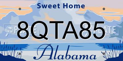 8QTA85 Alabama License Plate