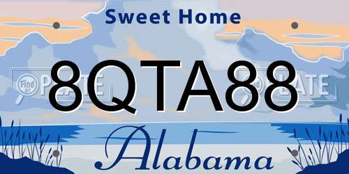 8QTA88 Alabama License Plate