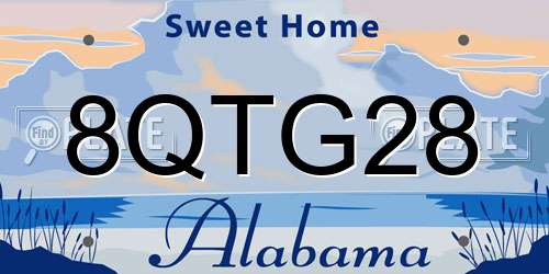 8QTG28 Alabama License Plate
