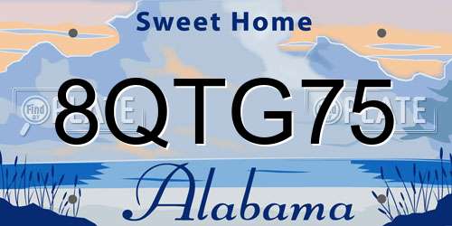 8QTG75 Alabama License Plate