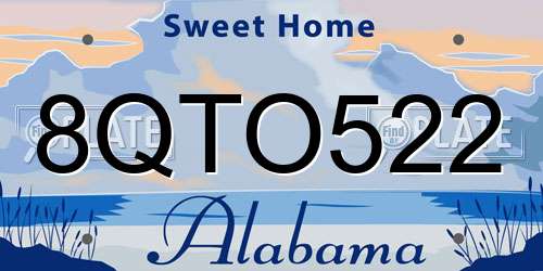 8QTO522 Alabama License Plate