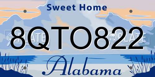 8QTO822 Alabama License Plate