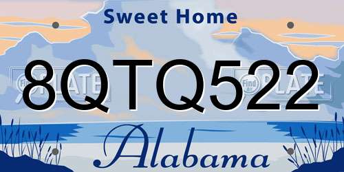8QTQ522 Alabama License Plate