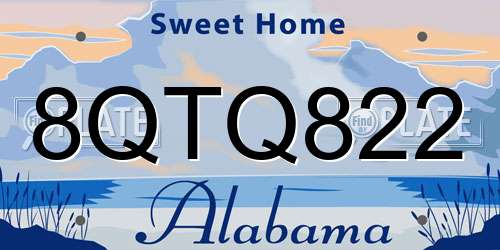 8QTQ822 Alabama License Plate