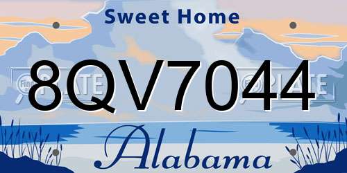 8QV7044 Alabama License Plate
