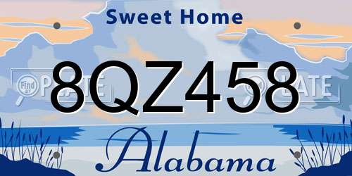 8QZ458 Alabama License Plate