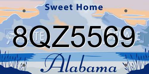 8QZ5569 Alabama License Plate