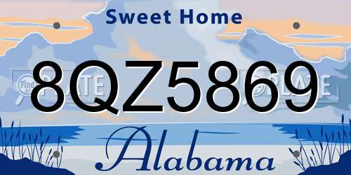 8QZ5869 Alabama License Plate