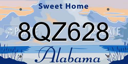 8QZ628 Alabama License Plate