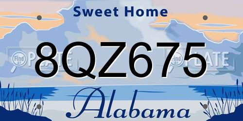 8QZ675 Alabama License Plate