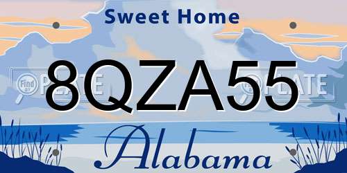 8QZA55 Alabama License Plate