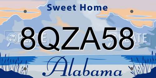 8QZA58 Alabama License Plate