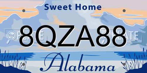 8QZA88 Alabama License Plate