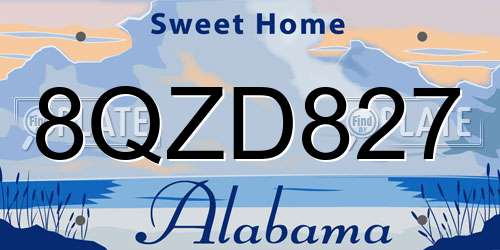 8QZD827 Alabama License Plate