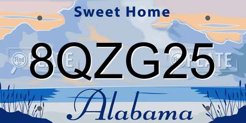 8QZG25 Alabama License Plate
