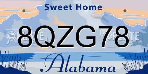 8QZG78 Alabama License Plate