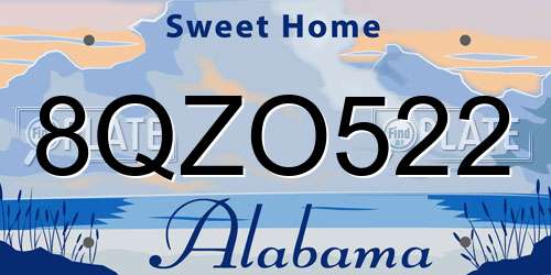 8QZO522 Alabama License Plate